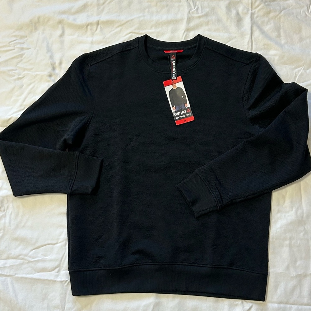 Gerry Mens Black Textured Crew Sweater size Medium NWT